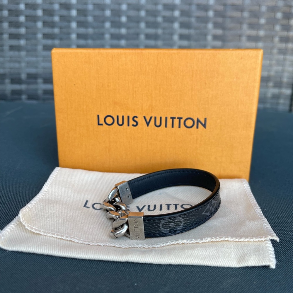 Louis Vuitton Leather Chainlink Bracelet